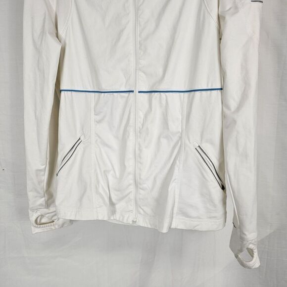 Athleta Jacket Large White  Full Zip Back Pocket Stretch Running 862099 - Picture 2 of 8
